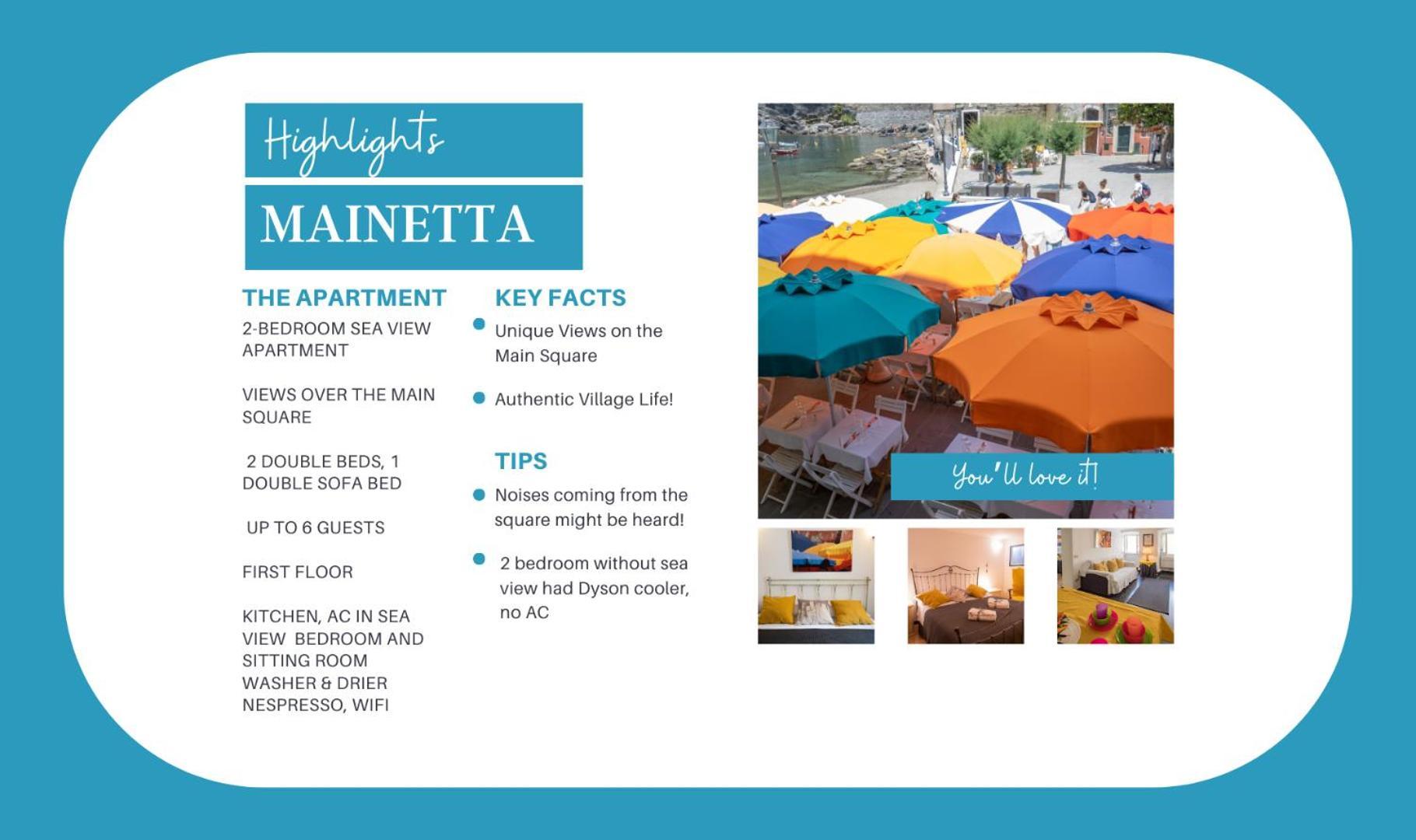 Mainetta Sea View Apartment With Ac Vernazza Luaran gambar